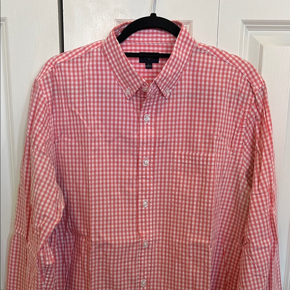 J. Crew Pink and White Gingham Button-Down Shirt